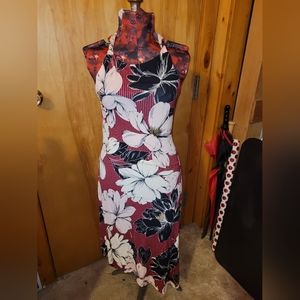 Light multicolor sleeveless asymmetrical dress